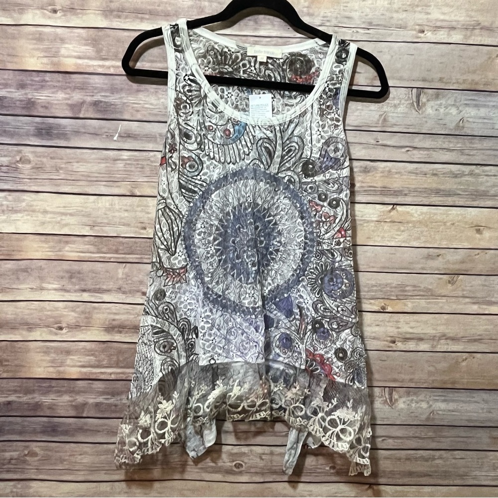 NWT Belle France Asymmetrical Hem Sleeveless Tunic Size Medium A2